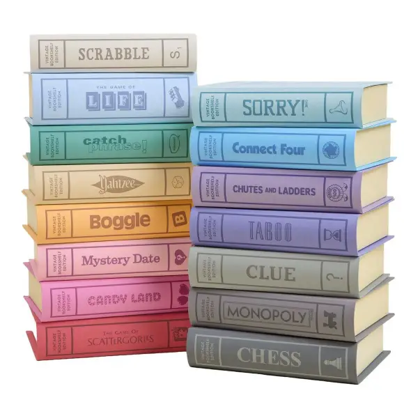 Vintage Bookshelf Board Game Collection - Set of 15