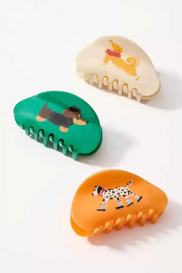 Assorted Icon Hair Claw Clips, Set of 3