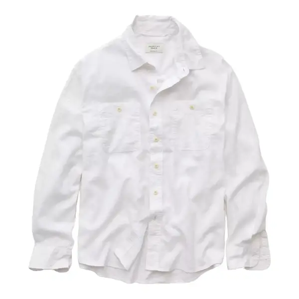 Relaxed Fit Linen-Blend Button-Up Shirt