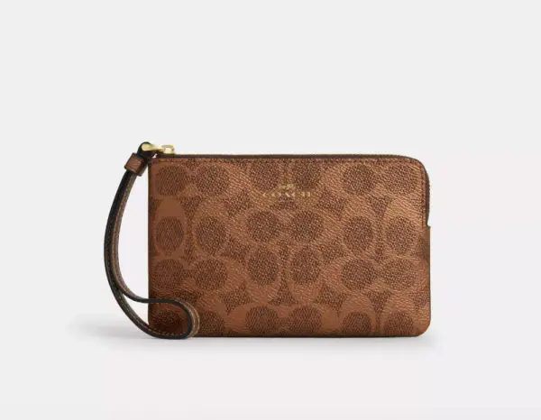 Corner Zip Wristlet In Signature Canvas