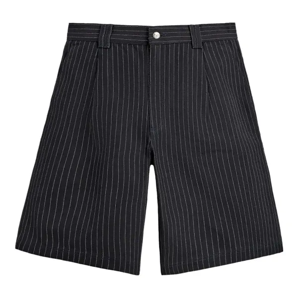 Pinstripe Pleated Bermuda Shorts