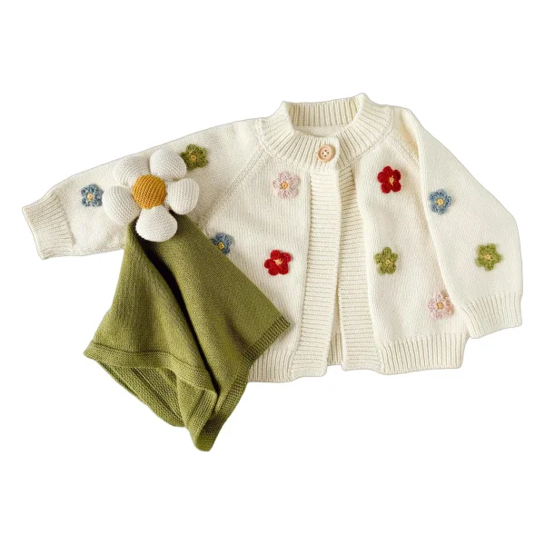 Cotton Flower Cardigan and Lovey
