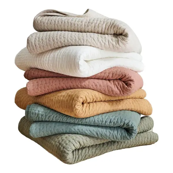 Pick-Stitch Handcrafted Cotton Linen Quilt