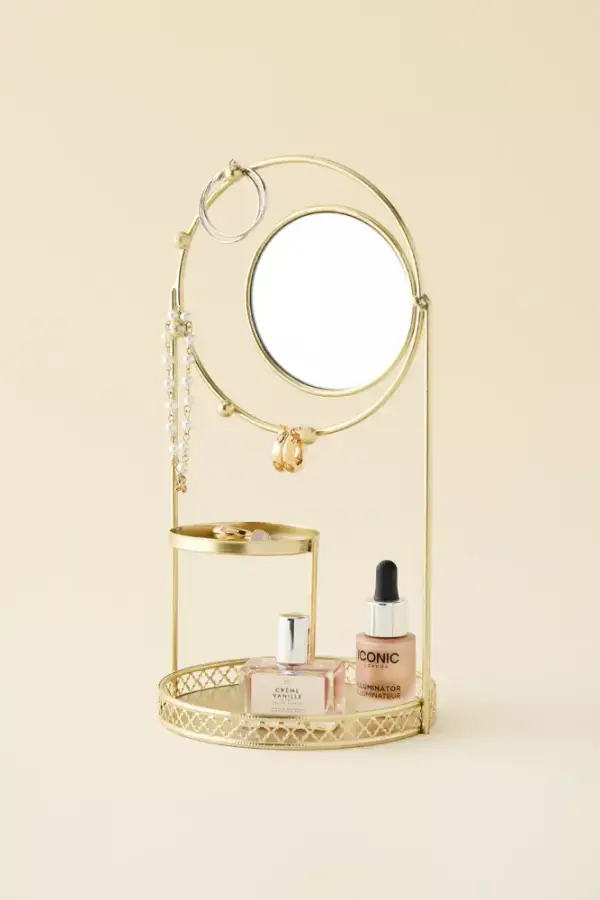 Round Mirror Jewelry Stand