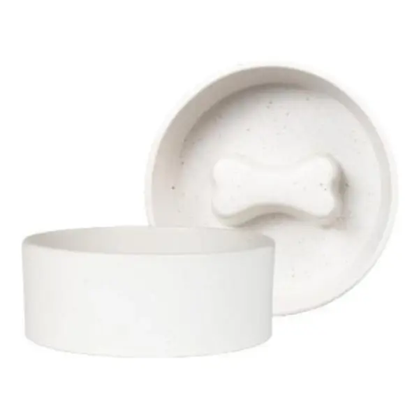Speckled Bone Medium Slow Feeder Dog Bowl