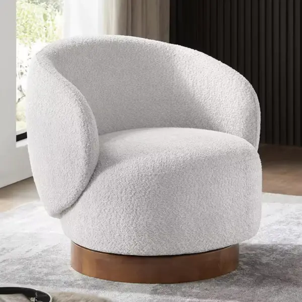 Spruce & Spring Noah Grey Performance Fabric Swivel Accent Chair Modern Upholstered Round Barrel Arm Chair for Bedroom or Living Room SS72950-HT80913-16-VC - The Home Depot