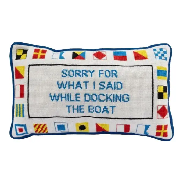 Docking The Boat Needlepoint Pillow