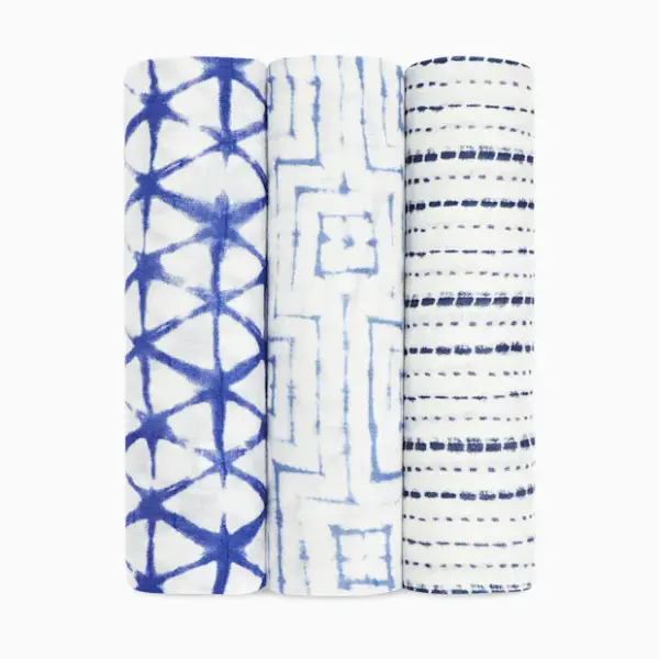 Aden + Anais Silky-Soft Swaddles 3-Pack - Indigo Shibori
