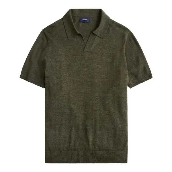 Merino Wool-Blend Johnny-Collar Sweater-Polo
