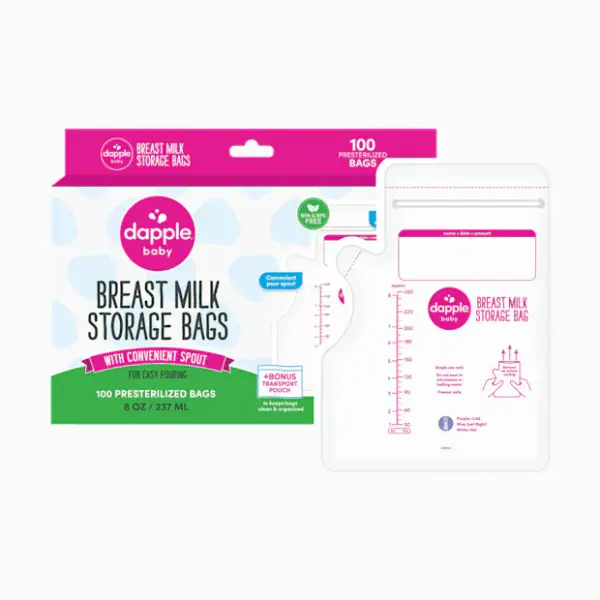Dapple Temp-Sensing No-Leak Breast Milk Storage Bag with Easy Pour Spout - 100