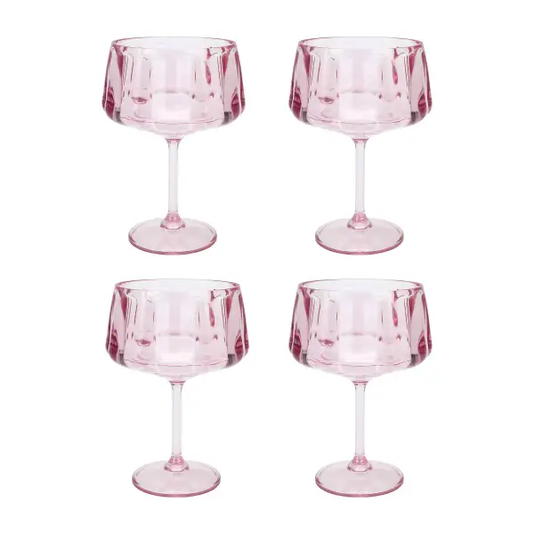 Pretty in Pink Reusable Coupe Glasses (Set of 4)