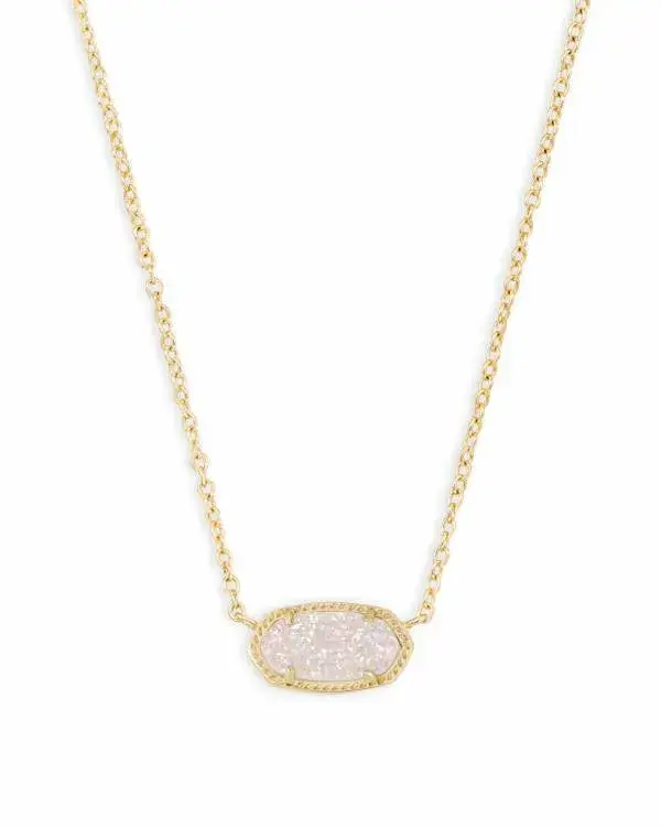 Elisa Gold Extended Length Pendant Necklace in Iridescent Drusy