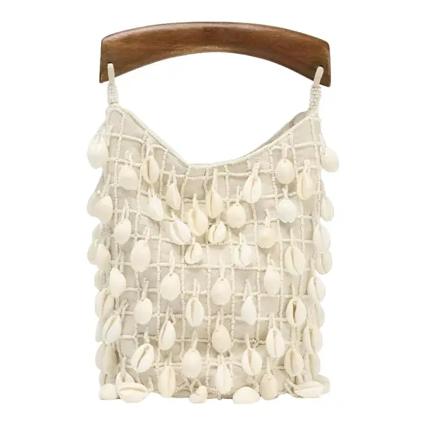 Beaded Fabric Bucket Bag