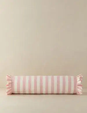 Amaroso Linen Ruffle Bolster Pillow