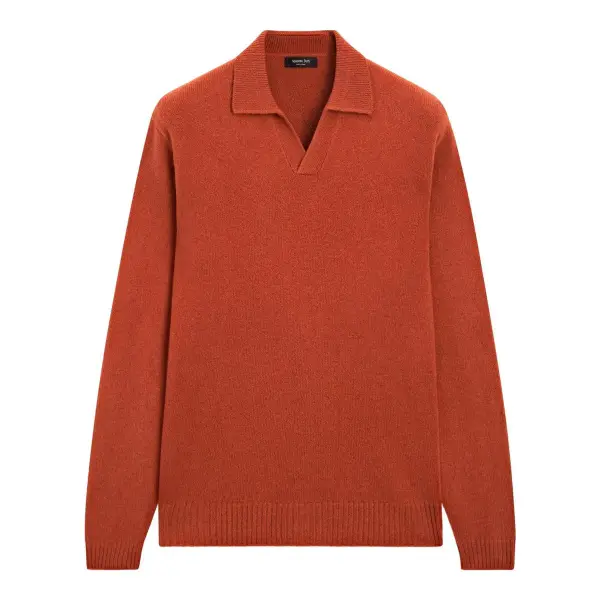 Wool Blend V-neck Polo Sweater