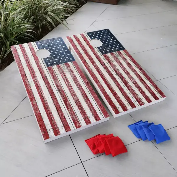 GoSports 4' x 2' Premium Wood Cornhole Set - Rustic America