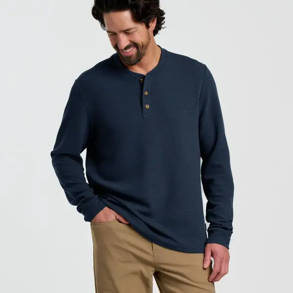 Waffle Long Sleeve Henley Top