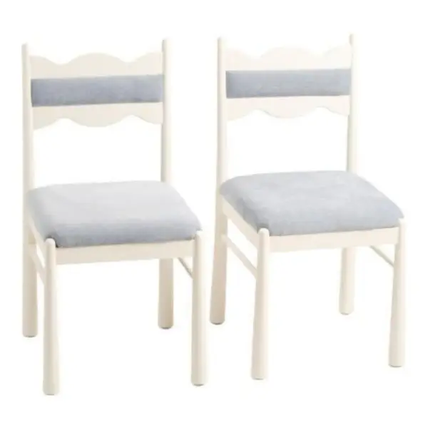 Set of 2 Wavy Scallop Upholstered Dining Chairs