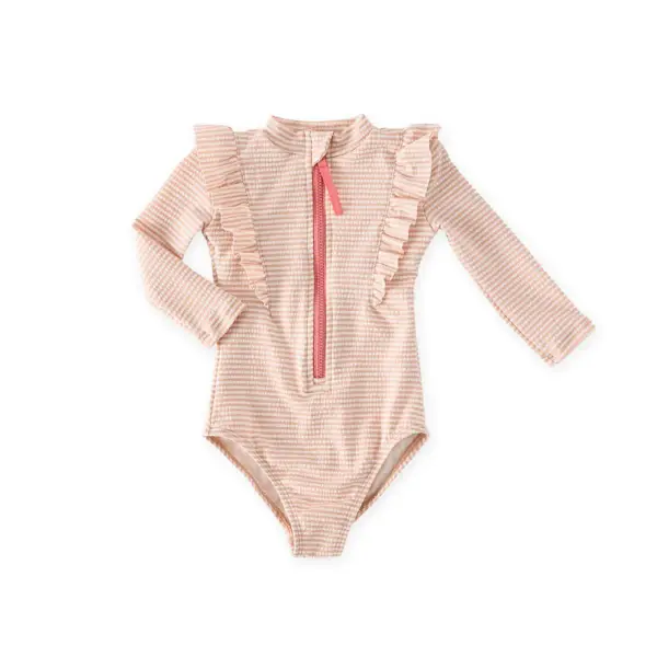 Swim Long Sleeve Ruffle One-Piece