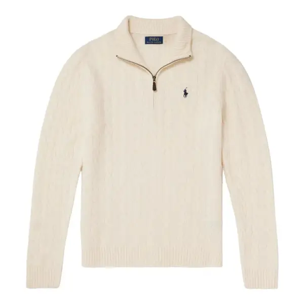 Cable-Knit Wool and Cashmere Half-Zip Sweater