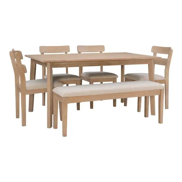 Linon Devin Dining Table and 4 Chairs and Bench Set