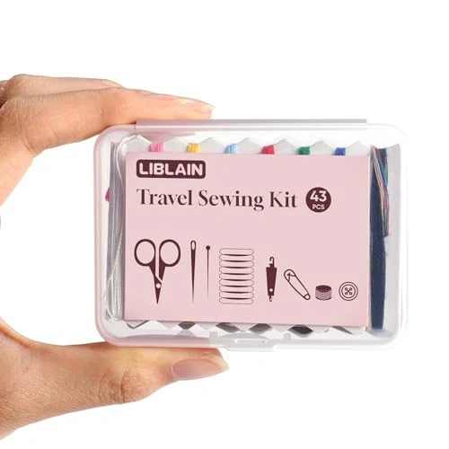 LIBLAIN Mini Sewing Kit, Small Travel Sewing Kit with Big Eye Steel Needles for Adults and Beginners, Needle and Thread Kit for Hand Sewing (43Pcs)
