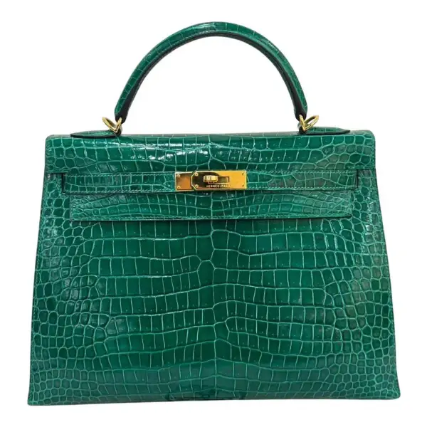 Shiny Porosus Crocodile Kelly Sellier 32 Bag (Pre-Owned)