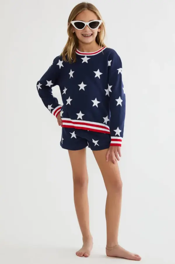 Little Balboa Short Twilight Stars | Girls Patriotic Shorts | Beach Riot