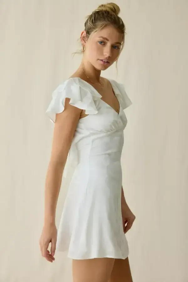 Lulus Sinclair Satin Jacquard Flutter Sleeve Mini Dress