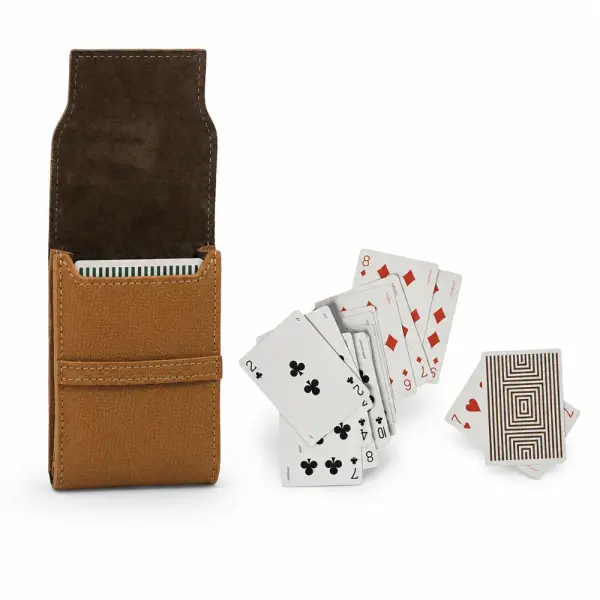 Throwing Doubles Leather Playing Card Set in Beige & Brown | REVOLVE