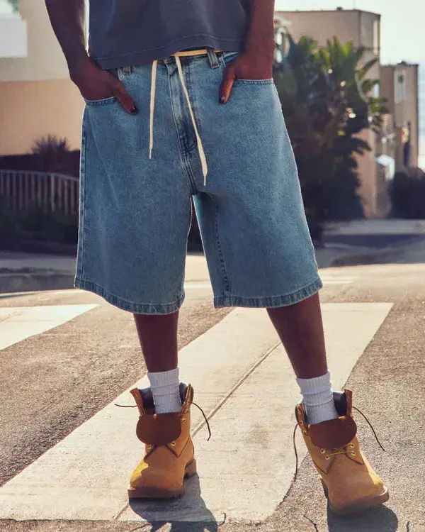Medium Wash Baggy Jean Shorts