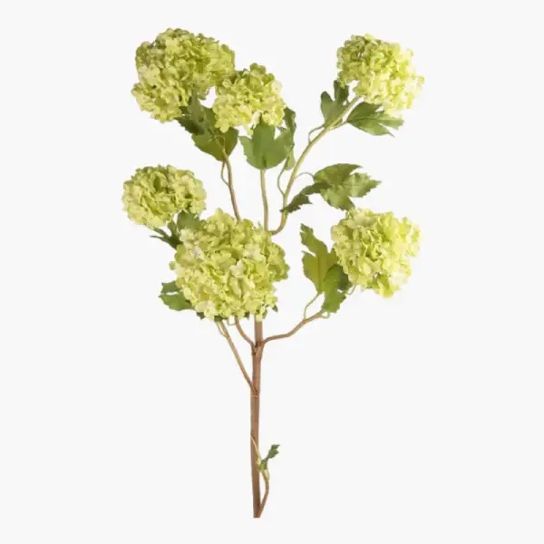 Faux Snowball Flower in Green - 43.5"