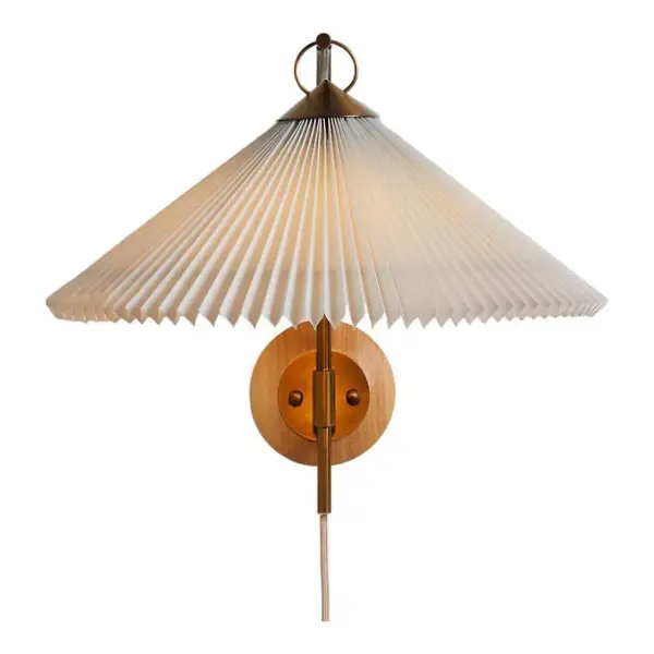 Flores Plug-In Wall Sconce Light with Pleated Shade