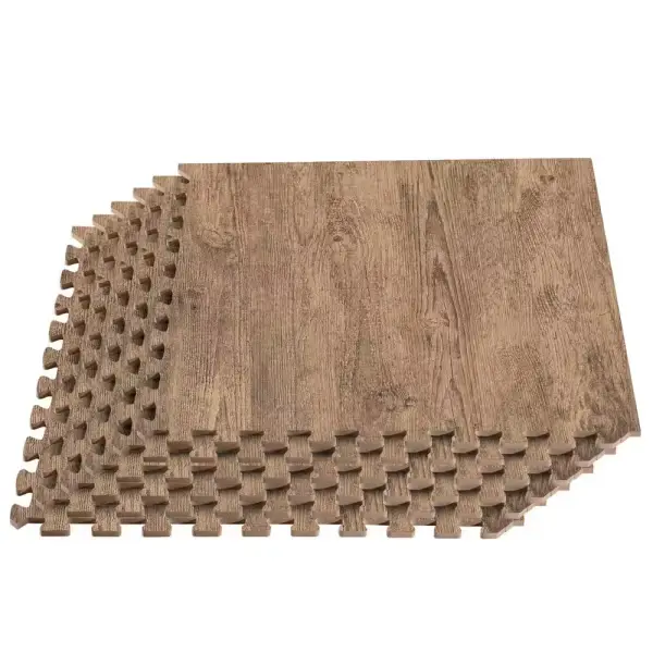 Forest Floor Barnwood Brown Printed Wood Grain 24 in. W x 24 in. L x 3/8 in. T Interlocking EVA Foam Flooring Mat (24 sq. ft./pack) FFH24BWBN1-10M - The Home Depot