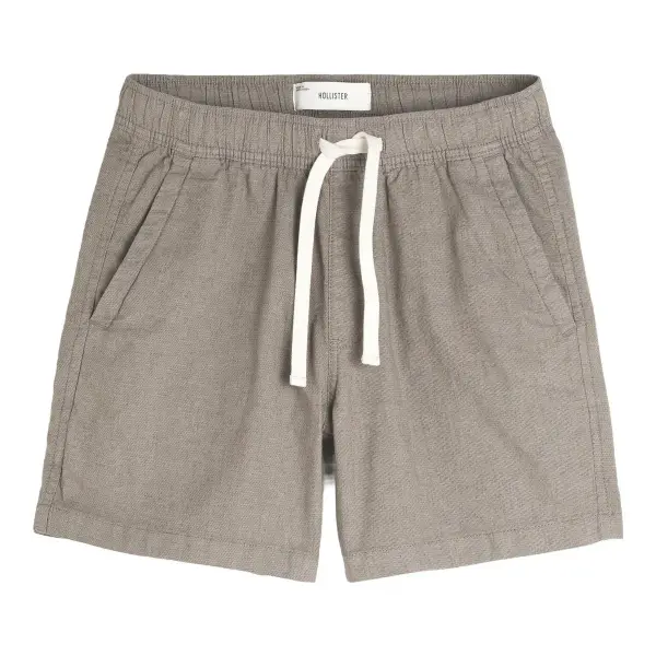 Mid-Thigh Linen-Blend Pull-On Shorts