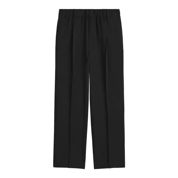 Wool-Twill Pleated Elasticated Trousers