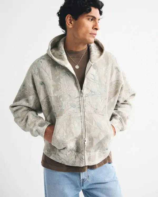 Men's Essential Cropped Full-Zip Hoodie