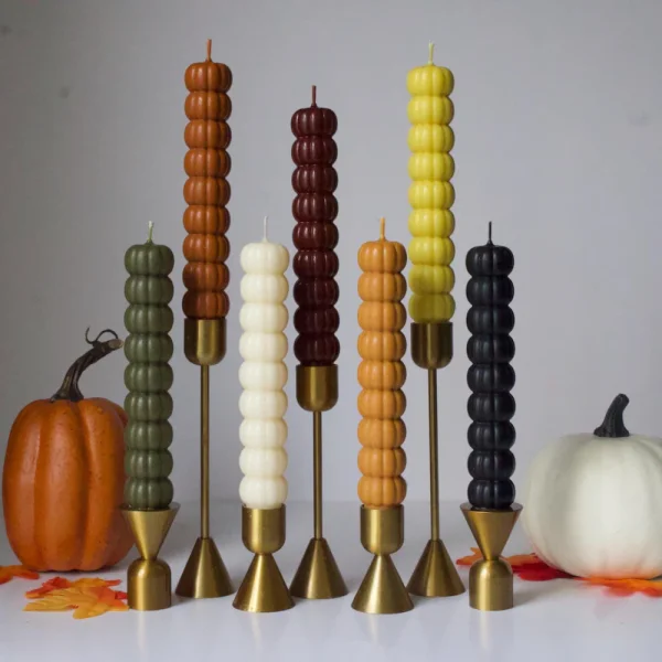 Pumpkin Candle Taper Pumpkin Shaped Candle Autumn Decor Fall Decoration Halloween Table Decor Modern Home Decor Thanksgiving Candlestick 1pc