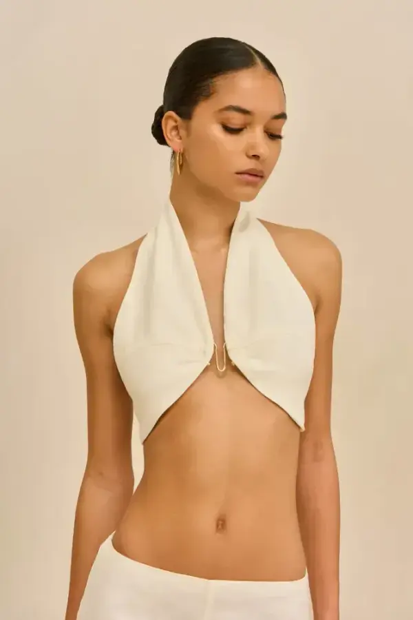 DIEM TOP - OFF WHITE LINEN