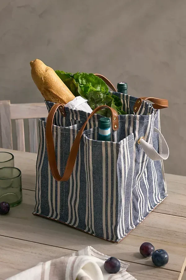 Striped Canvas Grocery Tote