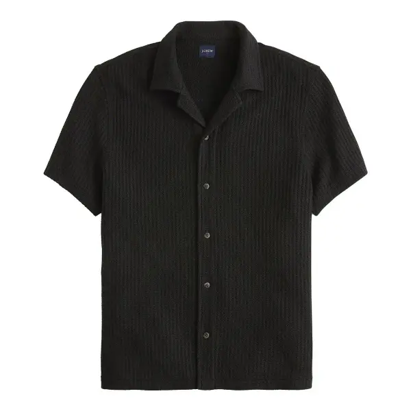 Short-Sleeve Textured Camp Shirt