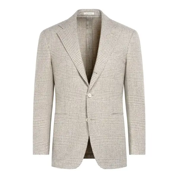 Checked Relaxed Fit Roma Blazer in Wool Alpaca Silk