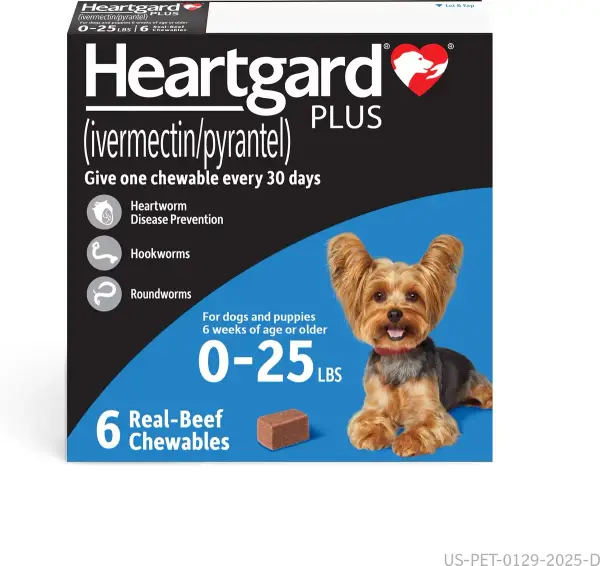 Chews (Ivermectin/Pyrantel), up to 25 lbs x 12 doses