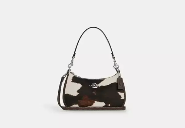 Silver Teri Shoulder Bag With Cow Print