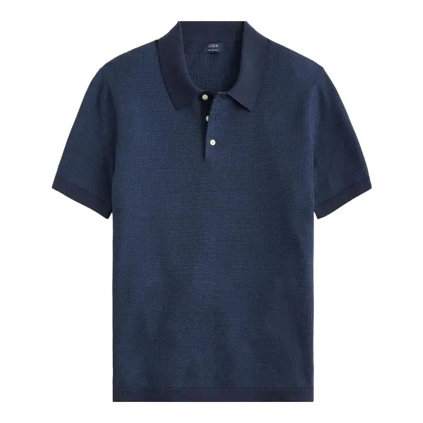 Textured Cotton Sweater-Polo