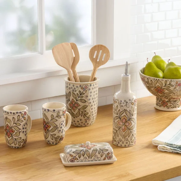 Speckled Ceramic Secret Garden Hand Painted Kitchenware Collection