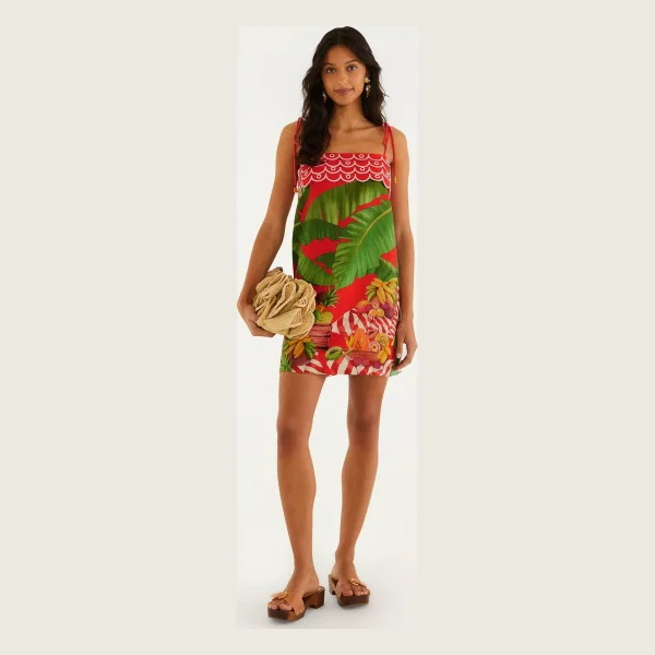 Red Fruit Trolley Banana Tassels Mini Dress