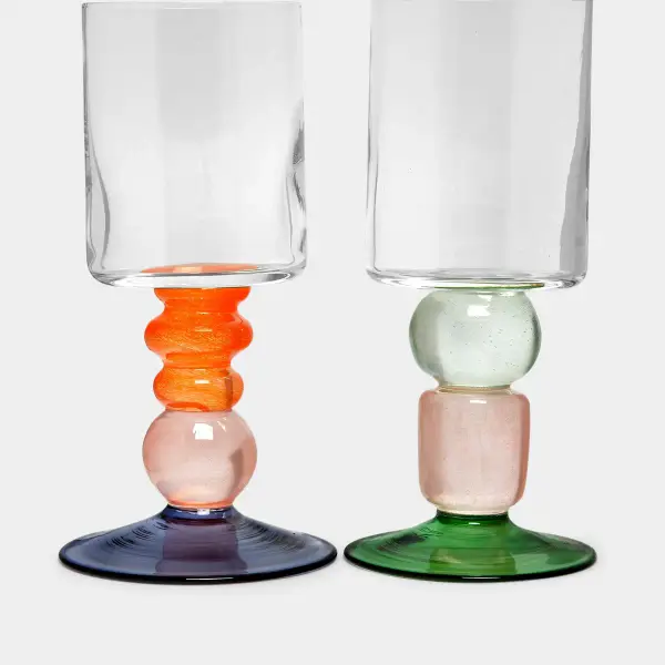 Miami Hand Blown Wine Glasses Set Of 2