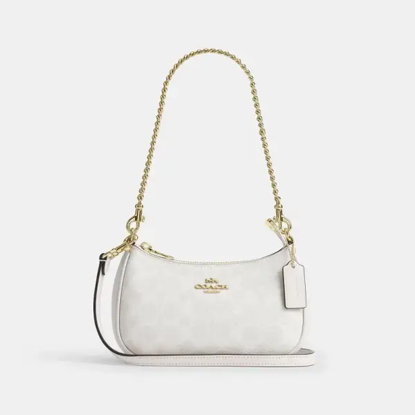 Coach Outlet Teri Crossbody Bag In Signature Canvas - Women's Purses - Gold/white/chalk, Size: Mini