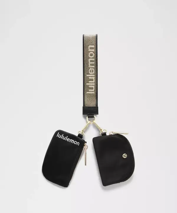 Dual Pouch Wristlet Metallic Wordmark